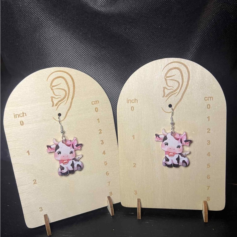 Charming Pink Cow Earrings for Kids